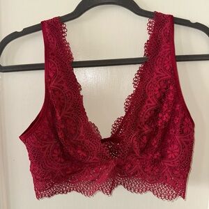 Victoria’s Secret red/raspberry lace bralette. NWOT SZ Lg